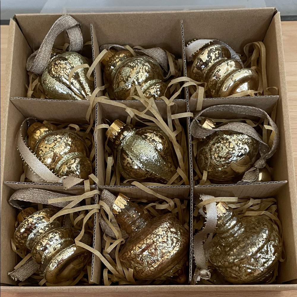 Ashland Box of Glass Glitter Gold Ornaments